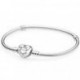 Bracelet Maille Serpent Fermoir Coeur Scintillant Couleur ARGENT PANDORA MOMENTS Taille 19