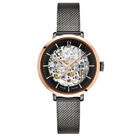 Montre Femme PIERRE LANNIER, Automatique Acier Rosé Milanais Noir