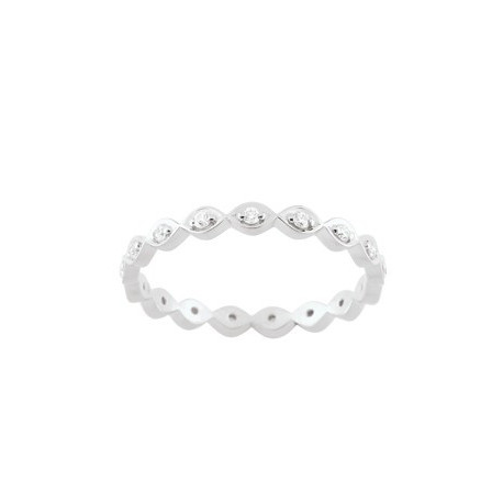 Bague Femme Moderne Or Blanc 9 Carats Tour Complet Diamants Collection Farandole