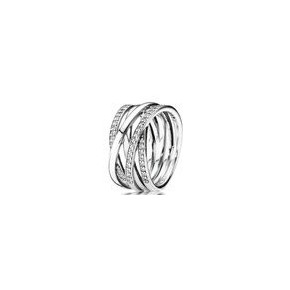 Bague Lignes Brillantes et Scintillantes Couleur Argent et Pierres Oxydes de zirconium Taille 50