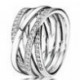 Bague Lignes Brillantes et Scintillantes Couleur Argent et Pierres Oxydes de zirconium Taille 52