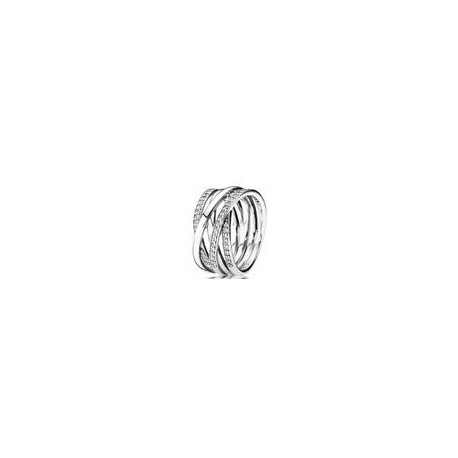 Bague Lignes Brillantes et Scintillantes Couleur Argent et Pierres Oxydes de zirconium Taille 52