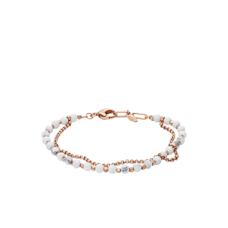 Bracelet femme fossil fin perlé - bracelets-cuir - edora