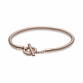 Bracelet Maille Serpent Fermoir T-Bar Lasso Couleur ROSE PANDORA MOMENTS TAILLE 17