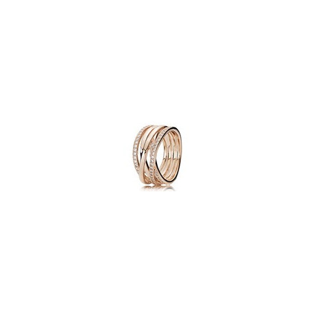 Bague Femme Large Lignes Brillantes Rose PANDORA