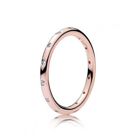 Bague Anneau Scintillant Simple Couleur Rose et Pierres Oxydes de zirconium Taille 54