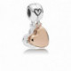 Charm Pendant Separable Coeur Mere et Fille Rose PANDORA MOMENTS