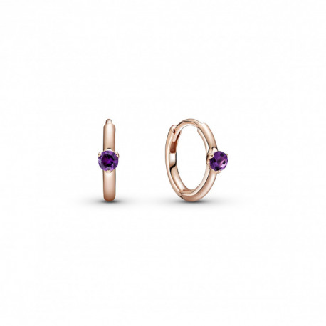 Créoles Enveloppantes Solitaire Violet Rose PANDORA