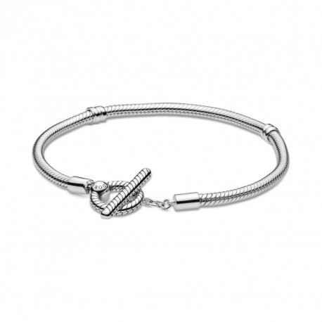Bracelet Maille Serpent Fermoir Lasso en (T-bar) ARGENT PANDORA MOMENTS Taille 20