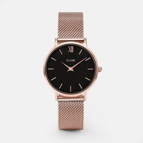 Montre Femme Minuit Bracelet Milanais Noir Cluse
