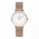 Montre Femme Minuit Bracelet Milanais Rosé Fond Blanc Cluse