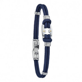 Bracelet Homme Cordon Bleu et Acier Taille 21 cm JOURDAN