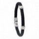 Bracelet Homme Cuir, Acier et Or 18 Ca Taille 21 cm  JOURDAN