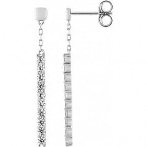 Boucles d'Oreilles Femme avec Pierres Or Blanc 9 Carats Collection Pauline