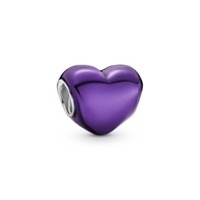 Charm Coeur MÈtalisÈ Violet PANDORA MOMENTS