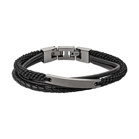 Bracelet Homme Casual Cuir Noir Multi-liens Fossil