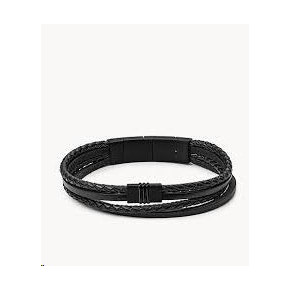 Bracelet Homme Casual Cuir Noir Multi-liens Fossil
