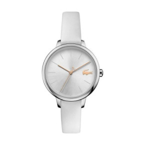 Montre Femme CANNES Lacoste, cuir blanc et cadran blanc