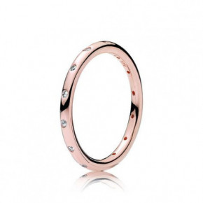 Bague Anneau Scintillant Simple Couleur Rose et Pierres Oxydes de zirconium Taille 50